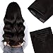 GOO GOO Invisi Edge Clip in Hair Extensions, Machine-Injected PU Invisible Weft, Virgin Human Hair, Beginner-friendly, 16 Inch 130g 7 Pcs Dark Brown, Ideal for Weddings Parties