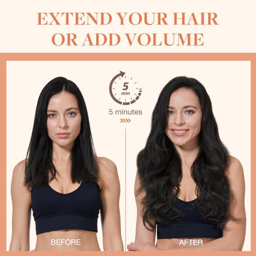 GOO GOO Invisi Edge Clip in Hair Extensions, Machine-Injected PU Invisible Weft, Virgin Human Hair, Beginner-friendly, 16 Inch 130g 7 Pcs Dark Brown, Ideal for Weddings Parties