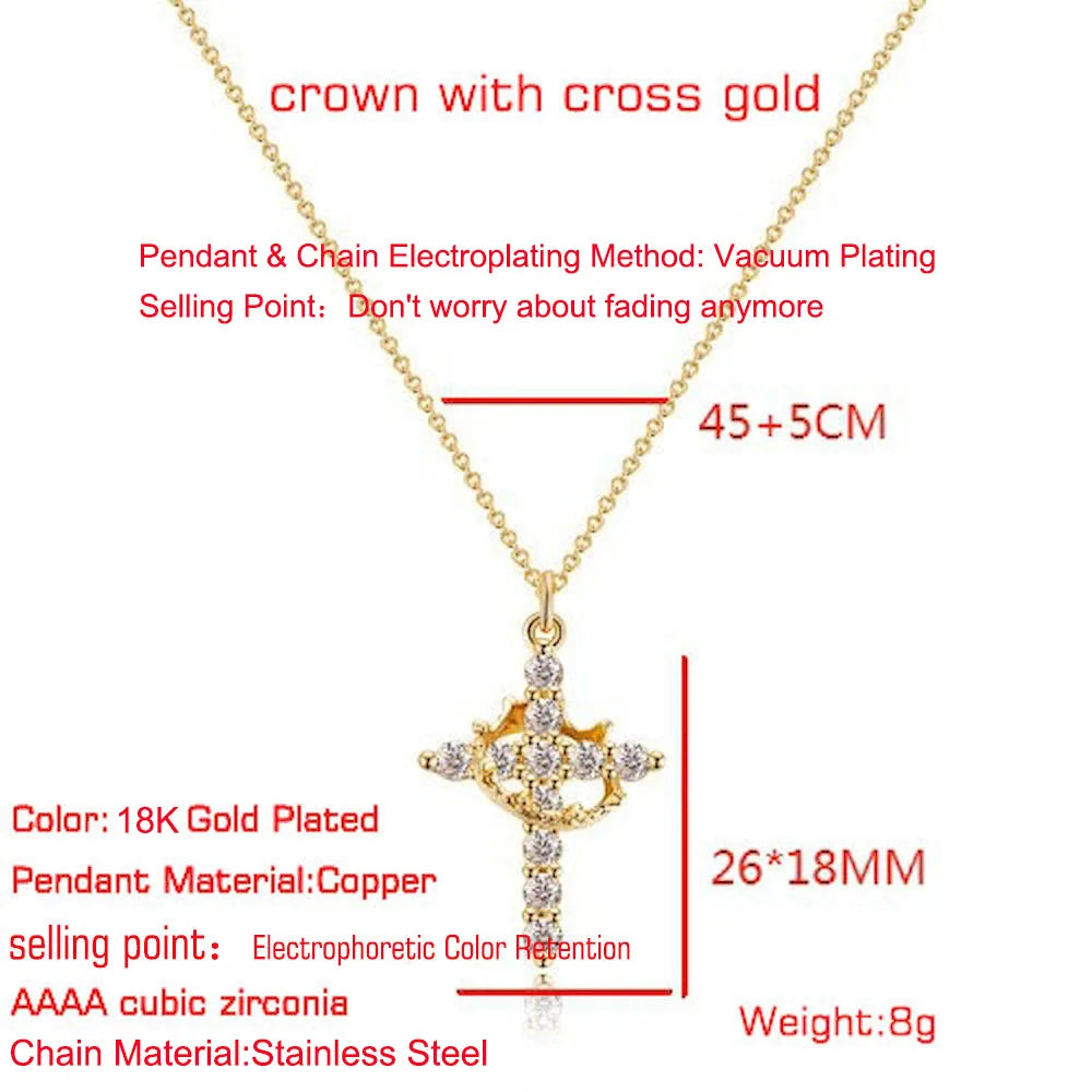 Eternal Grace – Cross & Crown Necklace