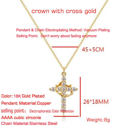 Eternal Grace – Cross & Crown Necklace