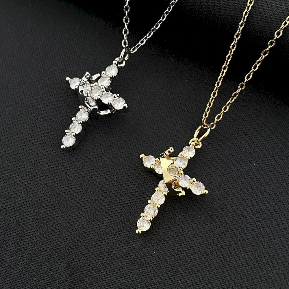 Eternal Grace – Cross & Crown Necklace