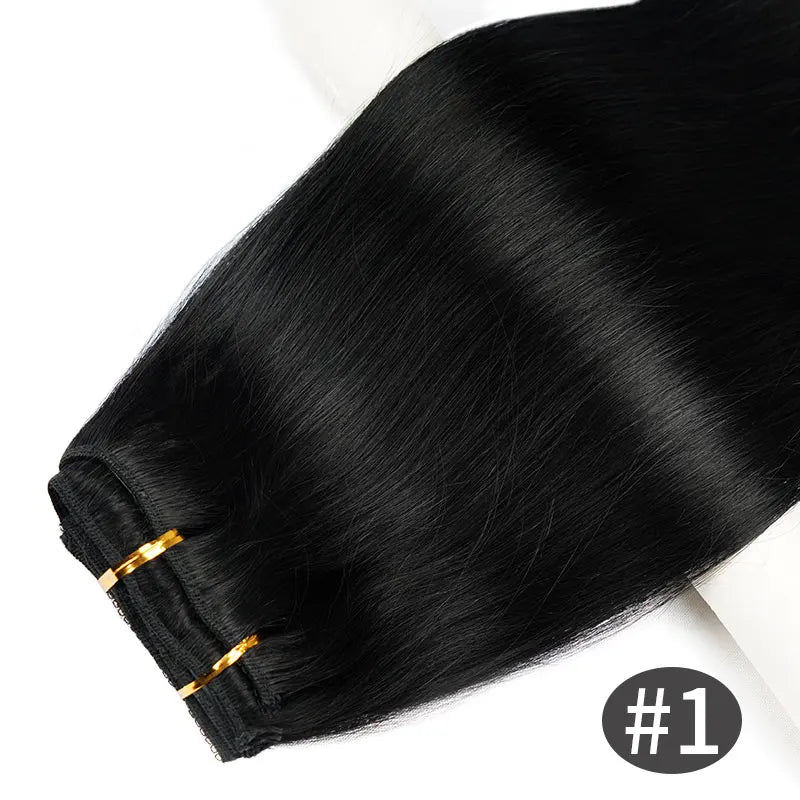 GOO GOO Invisi Edge Clip in Hair Extensions, Machine-Injected PU Invisible Weft, Virgin Human Hair, Beginner-friendly, 16 Inch 130g 7 Pcs Dark Brown, Ideal for Weddings Parties