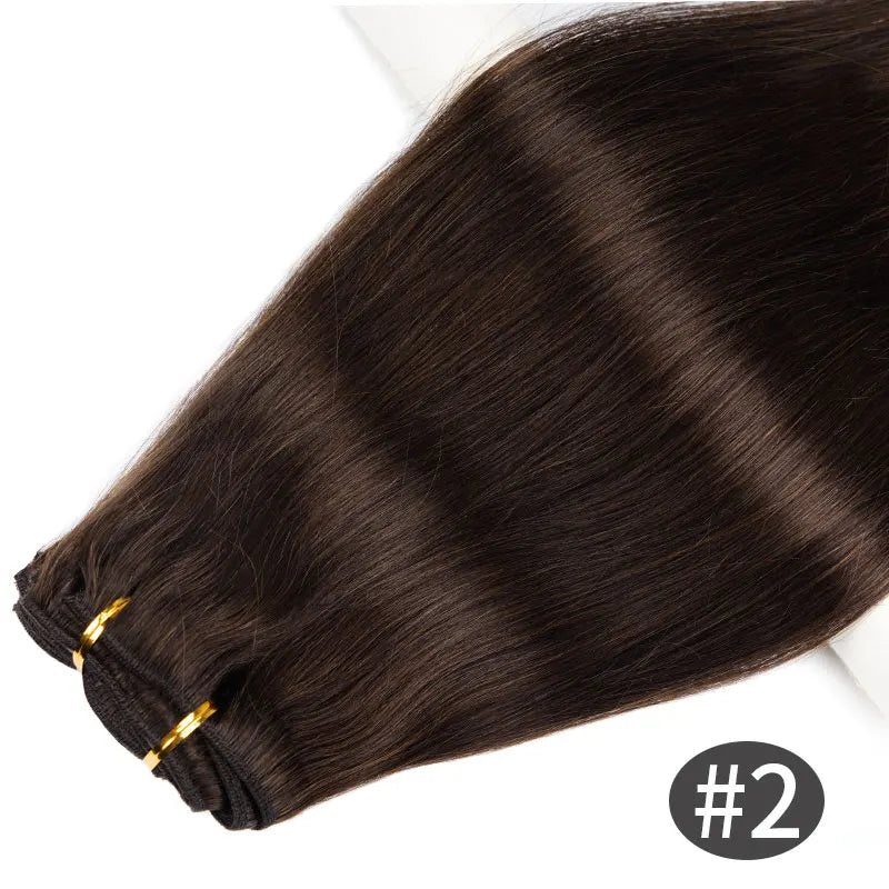 GOO GOO Invisi Edge Clip in Hair Extensions, Machine-Injected PU Invisible Weft, Virgin Human Hair, Beginner-friendly, 16 Inch 130g 7 Pcs Dark Brown, Ideal for Weddings Parties