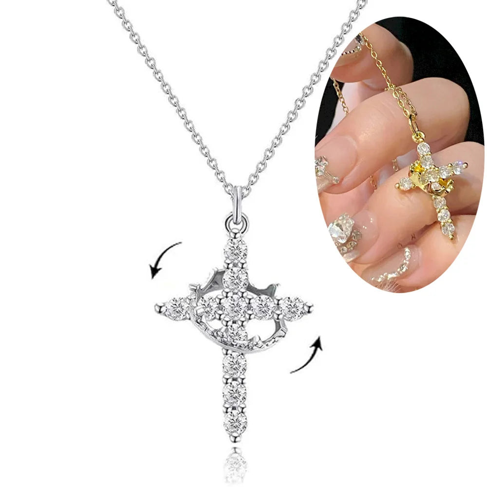 Eternal Grace – Cross & Crown Necklace
