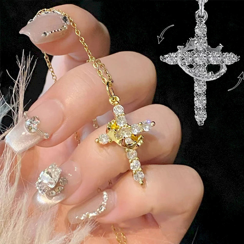 Eternal Grace – Cross & Crown Necklace