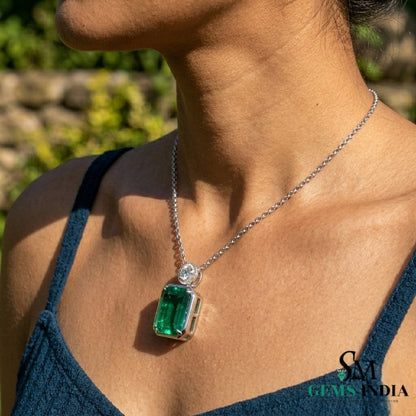 Octagon Green Emerald Pendant Necklace – Fine Jewelry Gift for Her